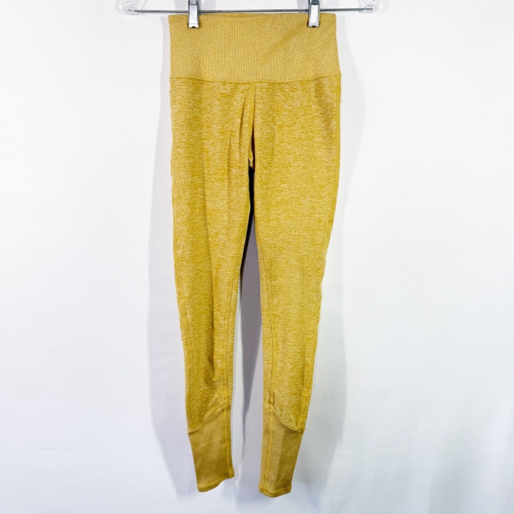 Alo Gold Yellow Ribbed Leggings Size XS Activewear Casual Workout Yoga Pilates